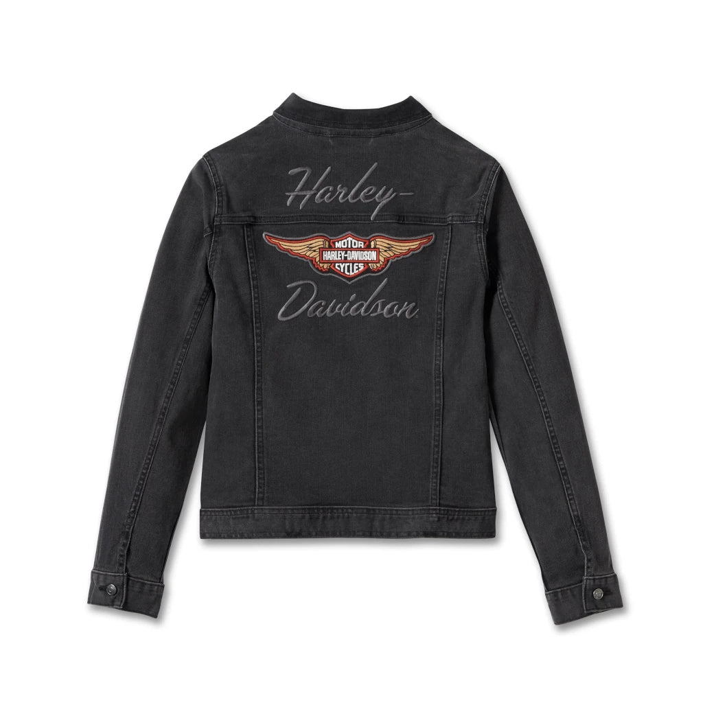 Harley-Davidson® Women's Silver Wing Stretch Denim Jacket // 99057-23VW
