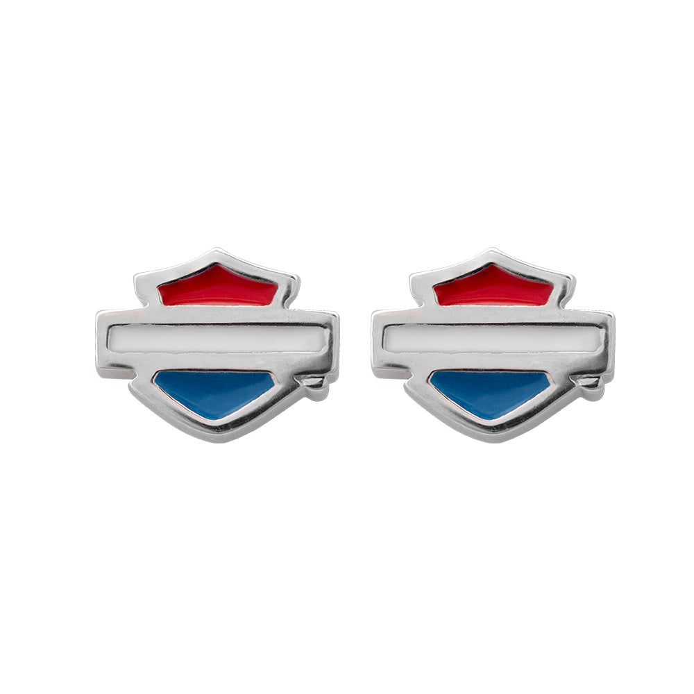 Harley-Davidson® Red, White & Blue B&S Stud Earrings // HDE0496