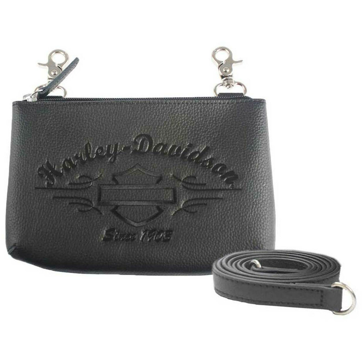 Harley-Davidson® Black Script Emboss Hipbag // LSE6178-BLK